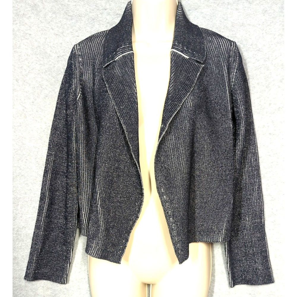 New MM LaFleur Jolie 1.0 Jardigan Ribbed Knit Sweater Jacket MM Navy/Ivory - Picture 3 of 11